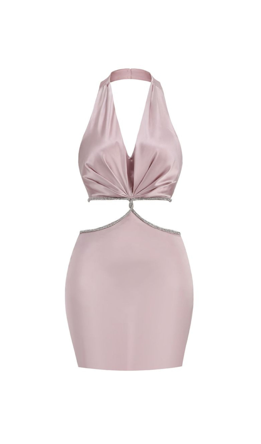 Flowering Girl Women Cross Over Cut Out Satin Mini Dress In Pink