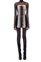 Flowering Girl Women Arlene Plush Cut Strapless Mini Dress In Black - Zebra