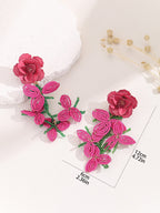 Flowering Girl Women Cybele Rose Red Flower Earrings