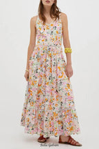 Flowering Girl Women samantha Multicolor Cotton Floral Midi Dress