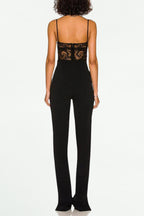 Flowering Girl Women Lace Bandage Jumpsuit In Black