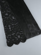 Flowering Girl Women Retha Faux Leather Lace Maxi Dress in black