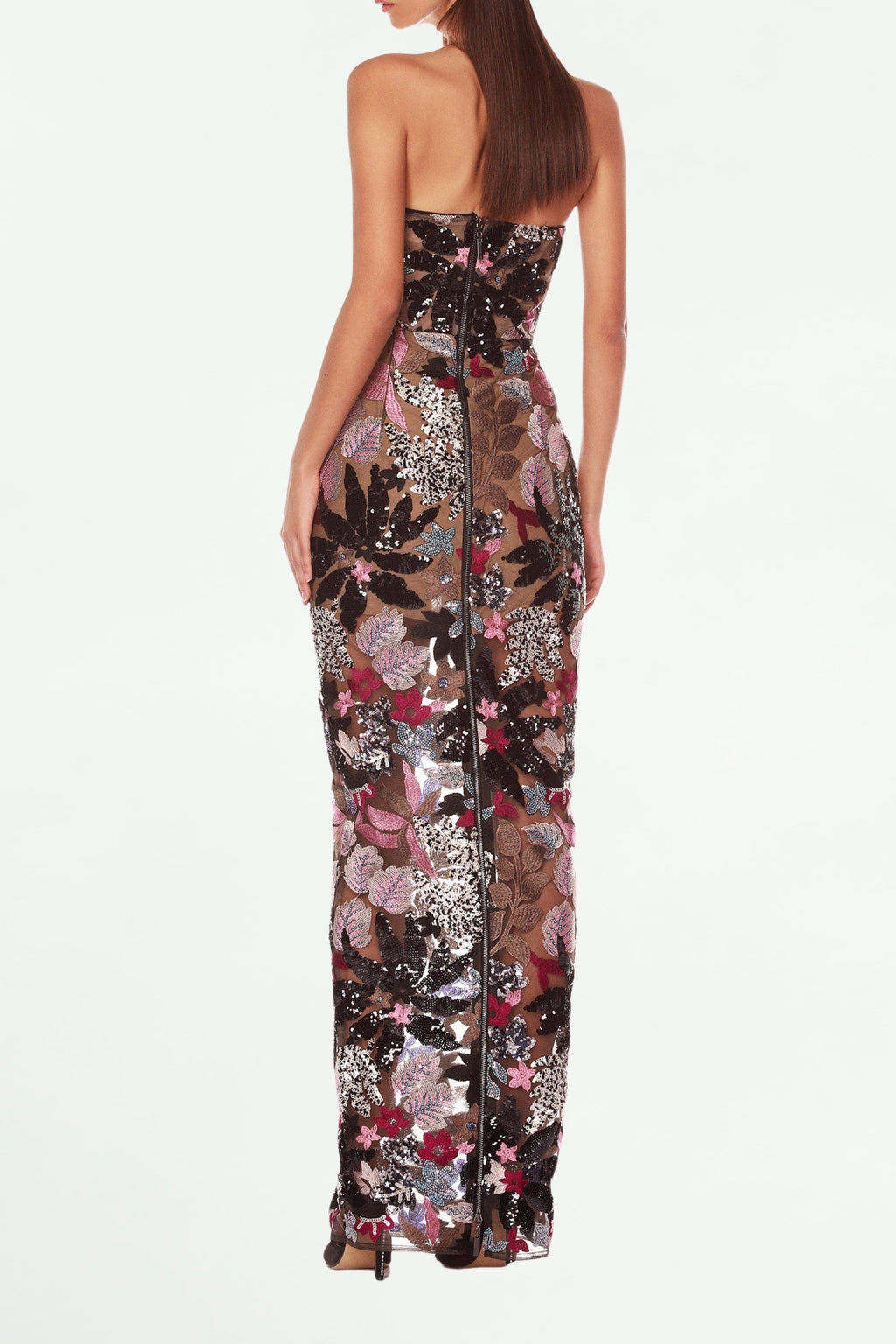 Flowering Girl Women Daisy Dahlia Embroidered Strapless Maxi Dress