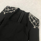 Flowering Girl Women crystal-embellished black long sleeve maxi dress
