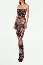 Flowering Girl Women Daisy Dahlia Embroidered Strapless Maxi Dress