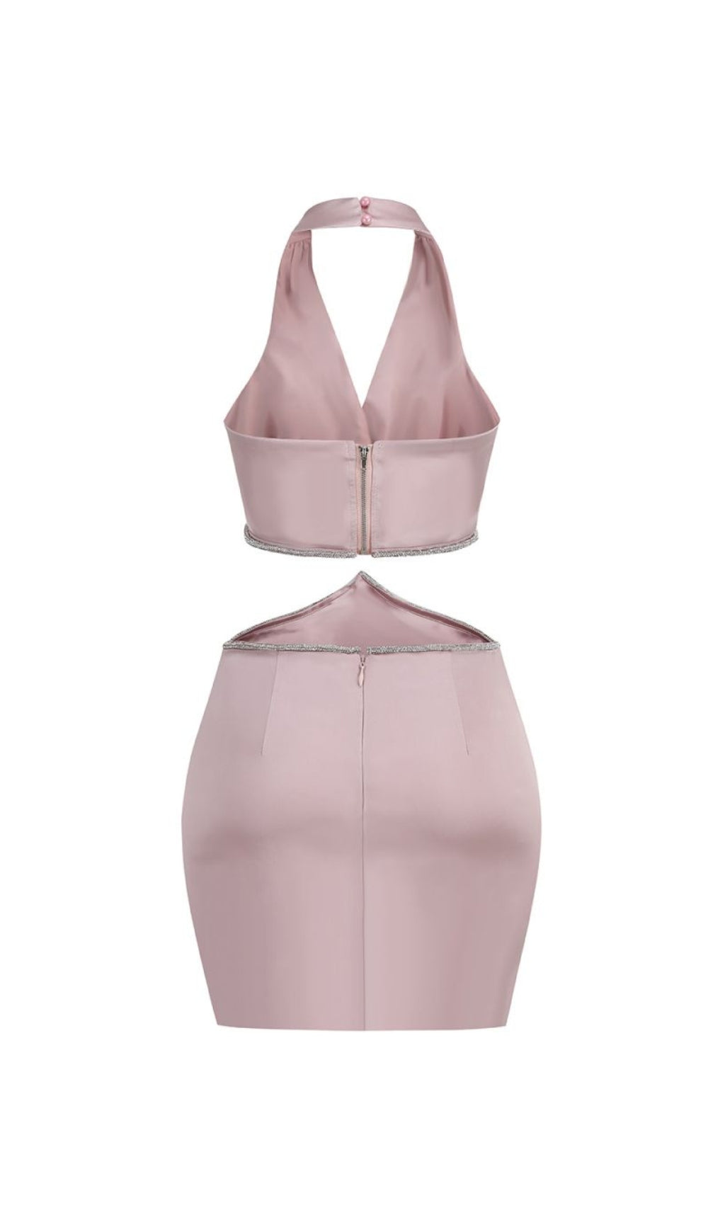 Flowering Girl Women Cross Over Cut Out Satin Mini Dress In Pink