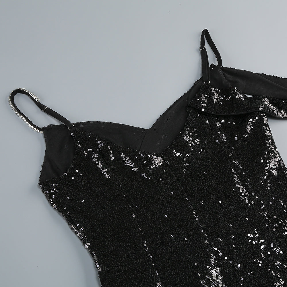 Flowering Girl Women ashley sequin strap maxi dress in black
