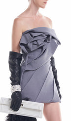 Flowering Girl Women Alisa Strapless Flower Mini Dress In Gray