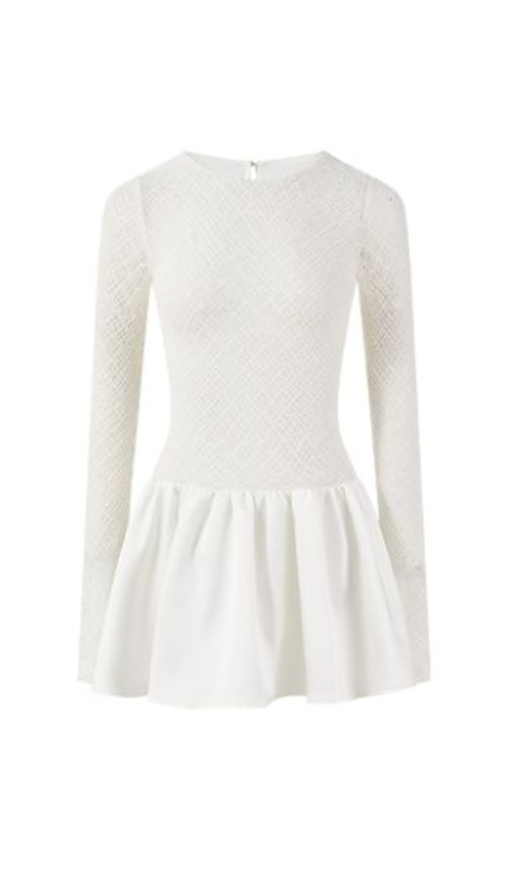 Flowering Girl Women Lace Patchwork Puff Mini Dress in white