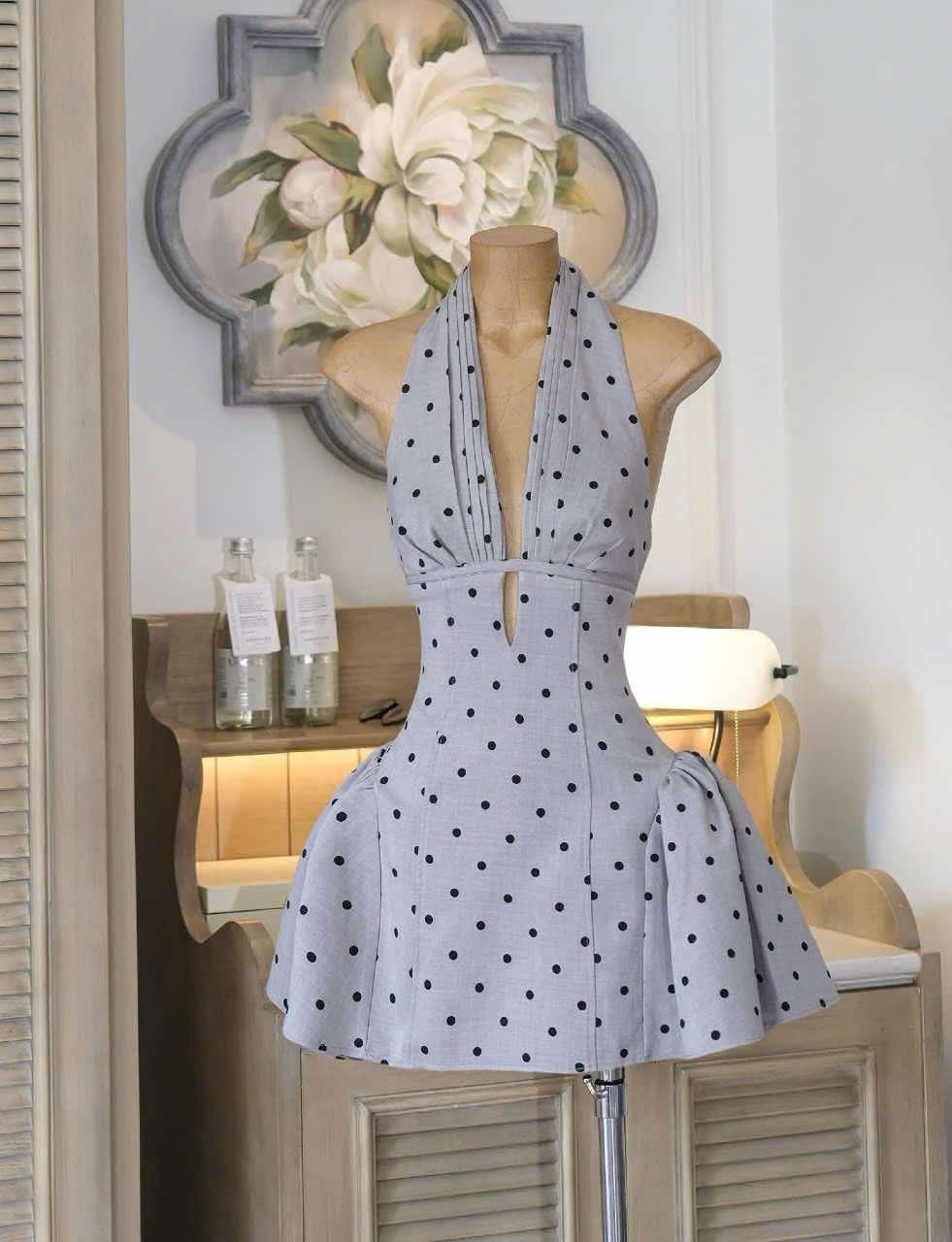 Tiffany Plunge Dot Mini Dress