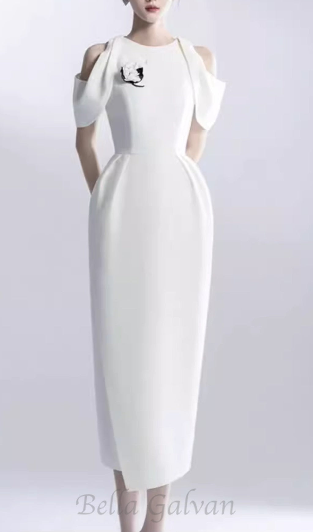 Flowering Girl Women CHAELI WHITE EMBELLISHED MIDI DRESS