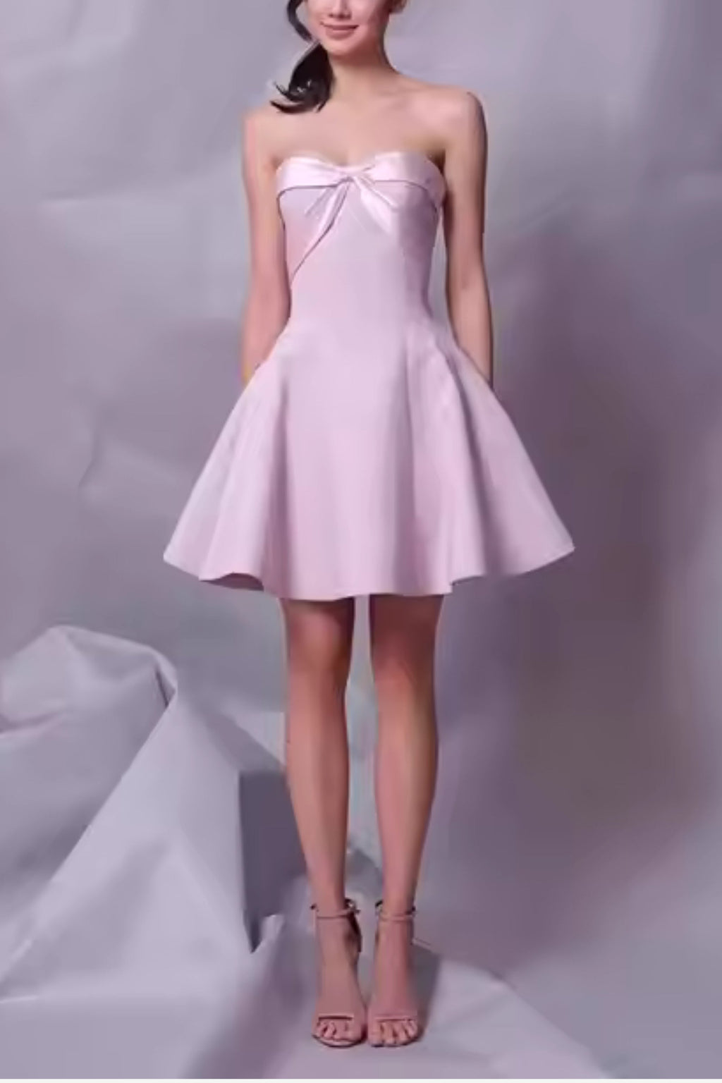 Flowering Girl Women Bow Strapless Mini Dress In Pink