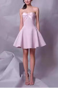 Flowering Girl Women Bow Strapless Mini Dress In Pink