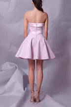 Flowering Girl Women Bow Strapless Mini Dress In Pink