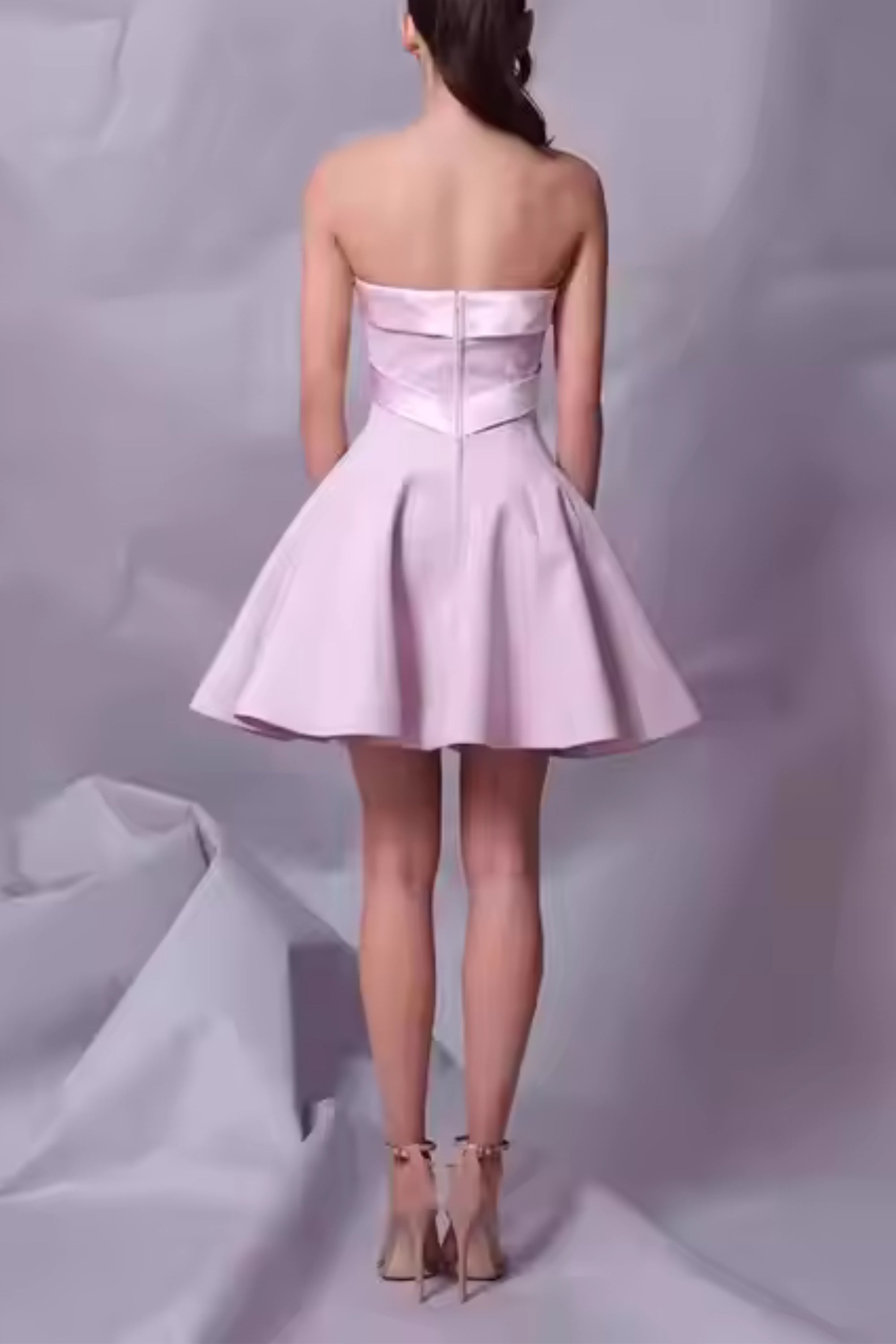 Flowering Girl Women Bow Strapless Mini Dress In Pink