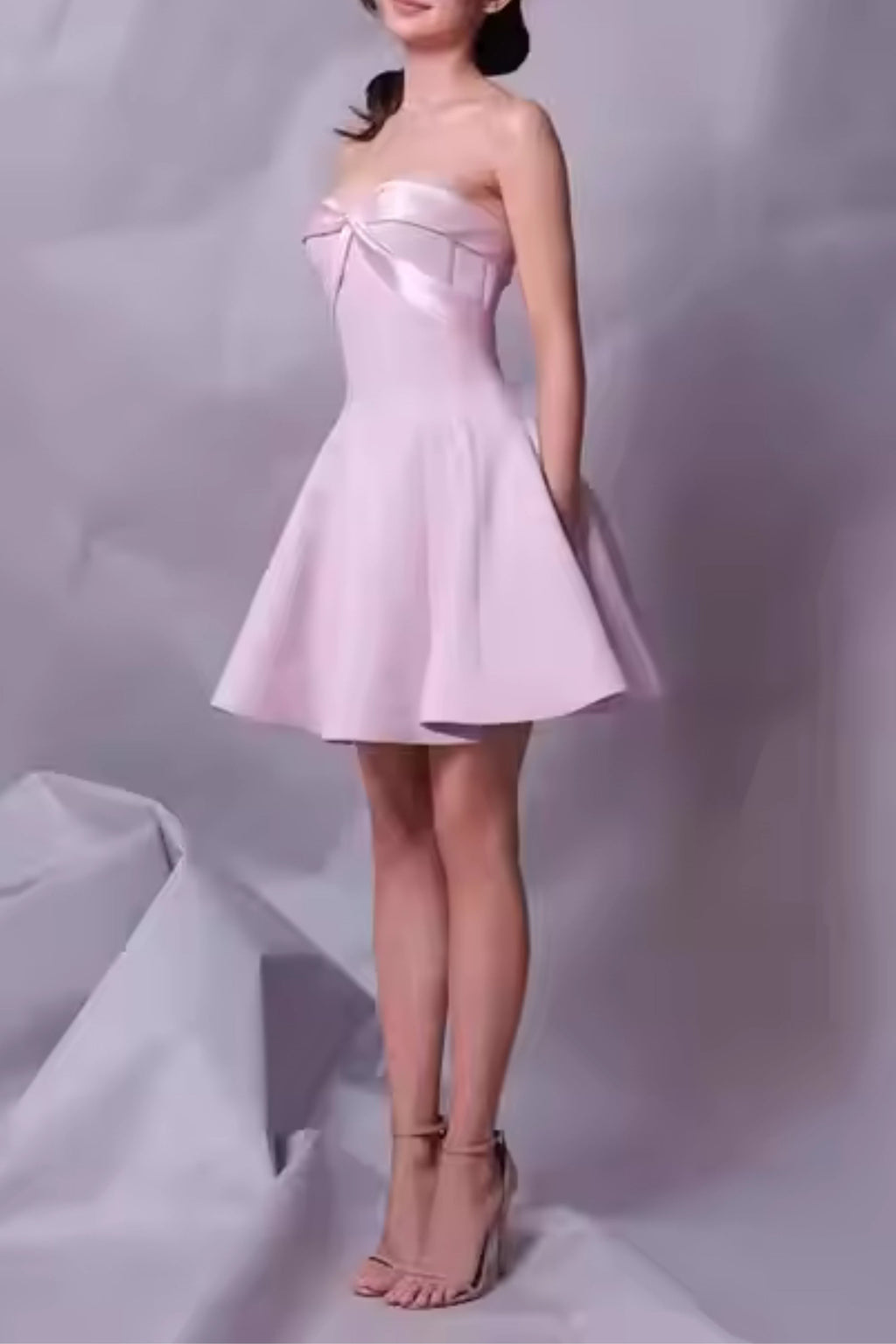 Flowering Girl Women Bow Strapless Mini Dress In Pink