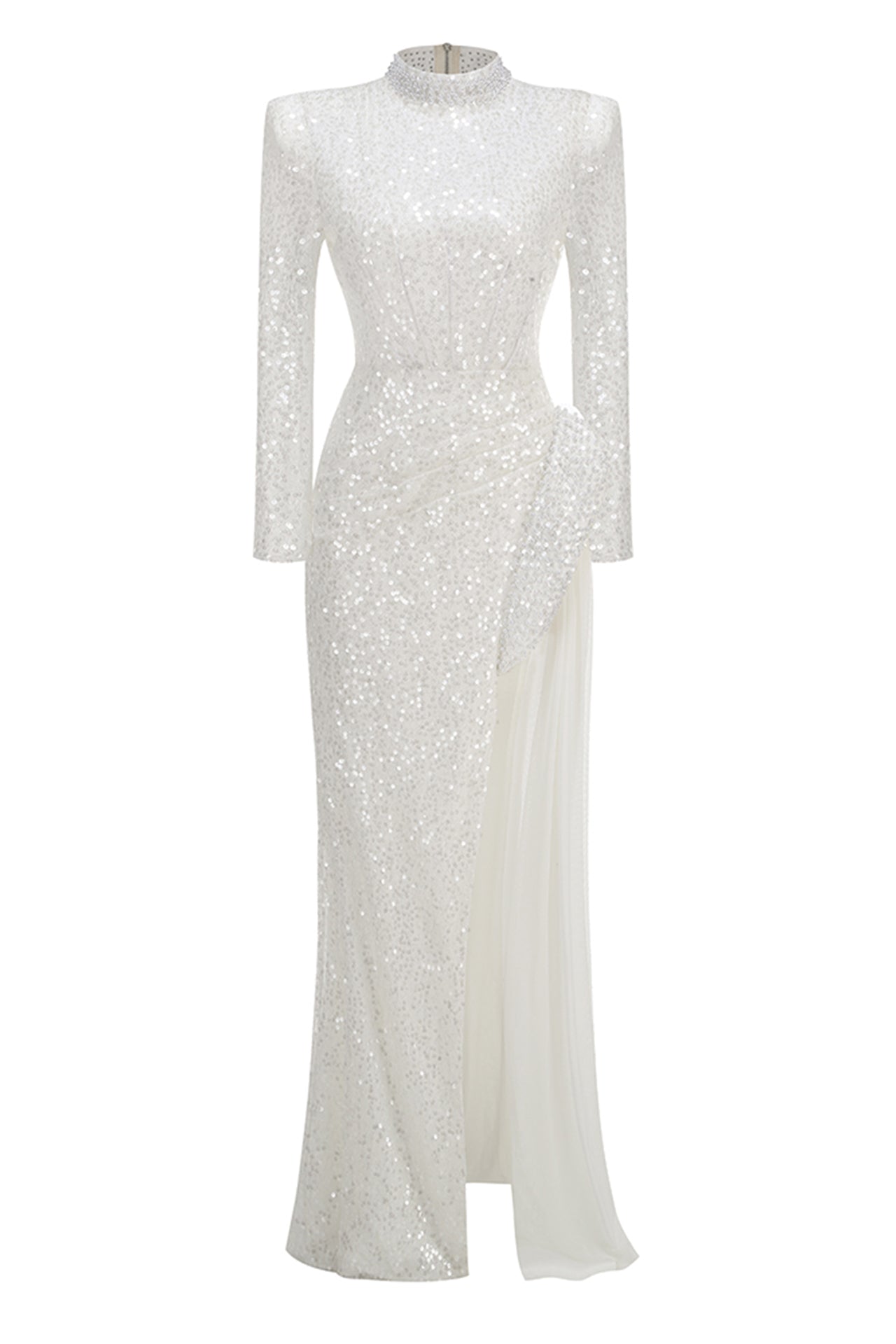 Flowering Girl Women Yvette Pearl Embellished Sequin Maxi Dress In White