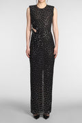 Flowering Girl Women xaviera Square Rhinestone maxi Dress in black