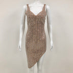Flowering Girl Women sequin-embellished slit midi dress in apricot