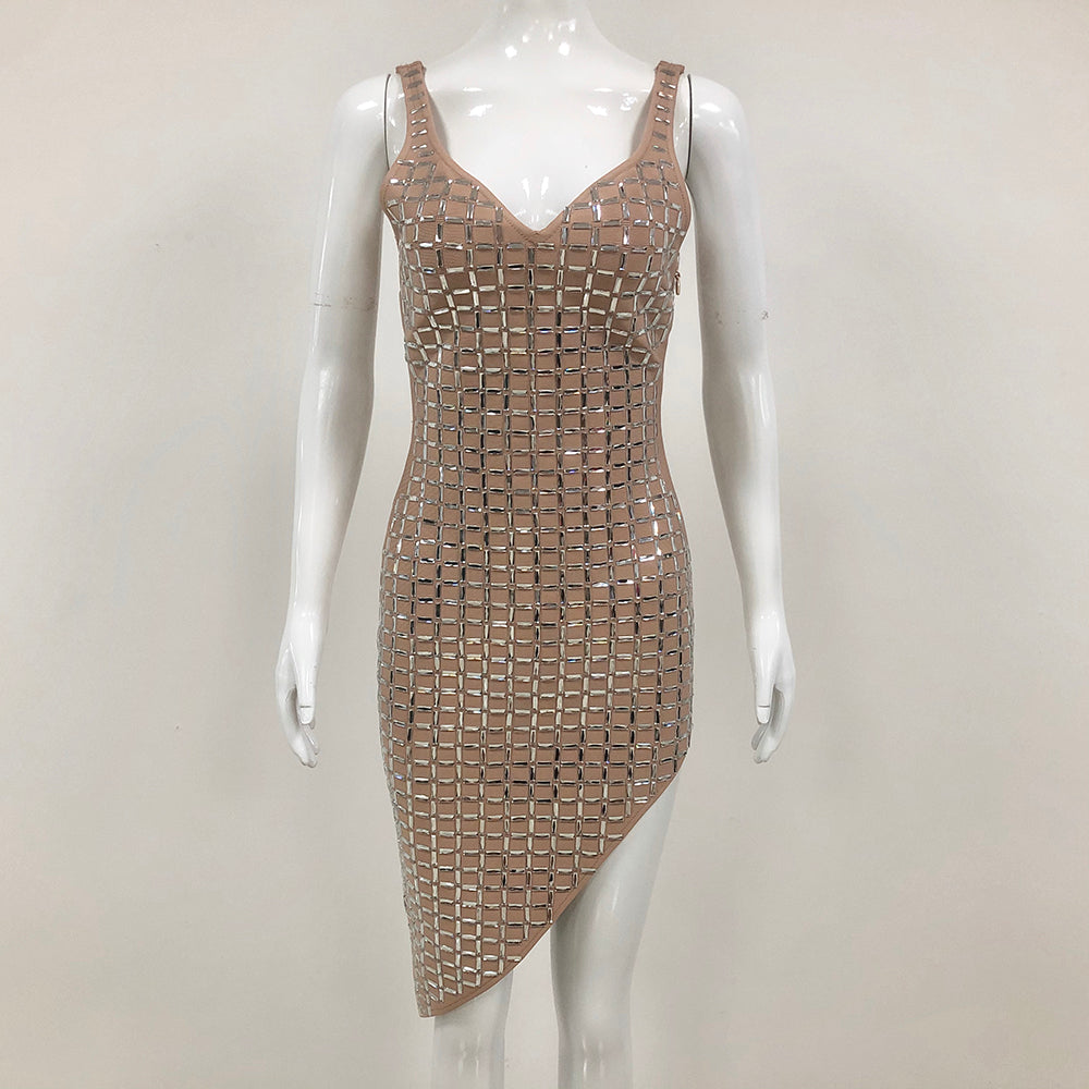 Flowering Girl Women Sequin-Embellished Slit Midi Dress In Apricot