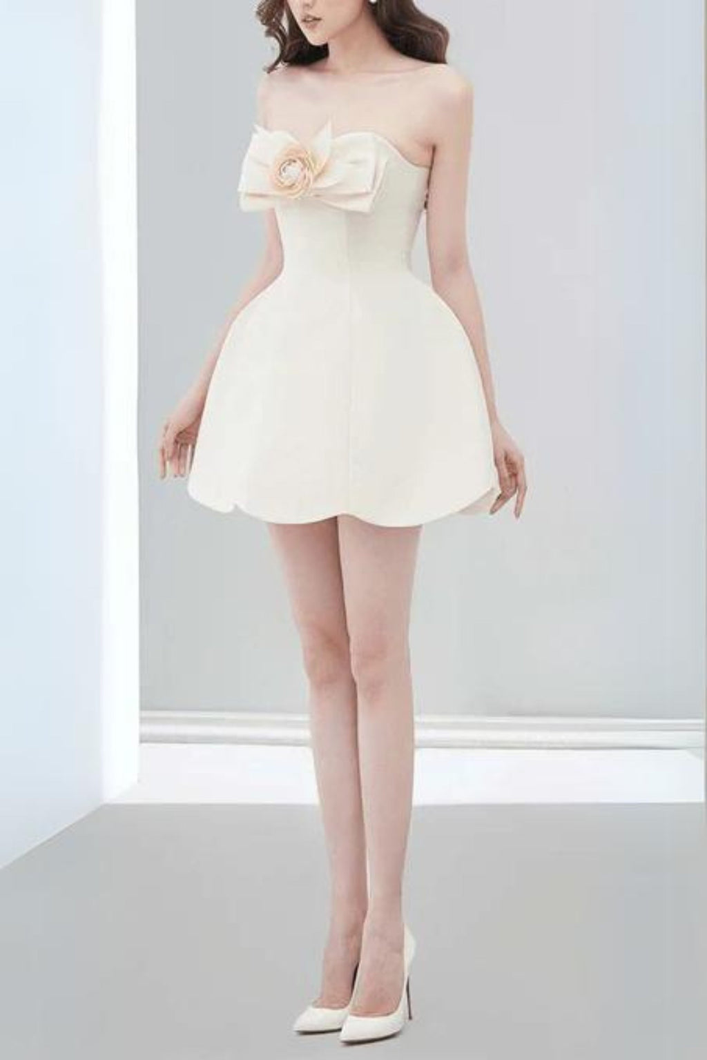 Flowering Girl Women BOW DECORATIVE BANDEAU DRESS SET IN CHAMPAGNE