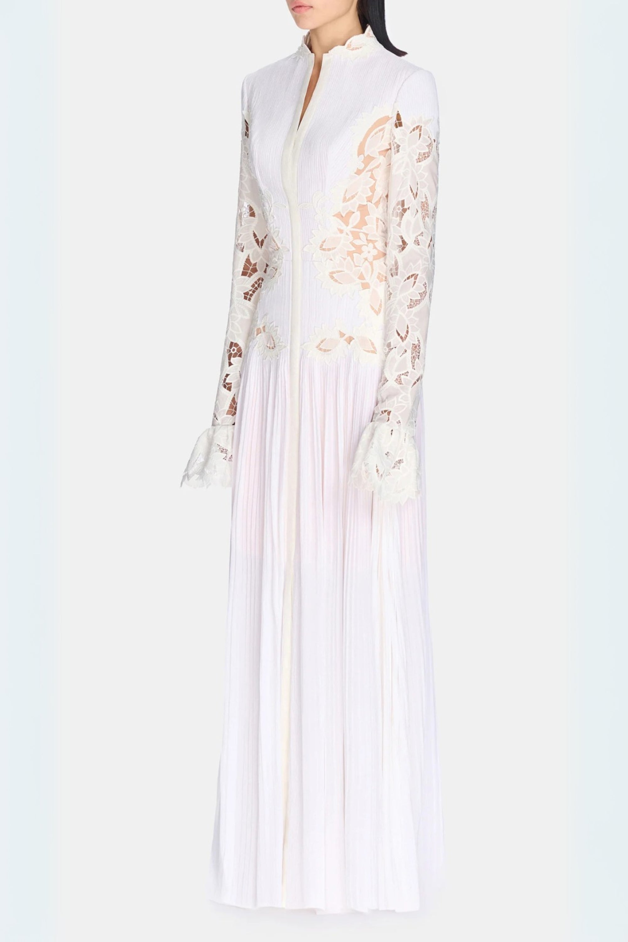 Flowering Girl Women Lace Embroidered Hollow Maxi Dress In White