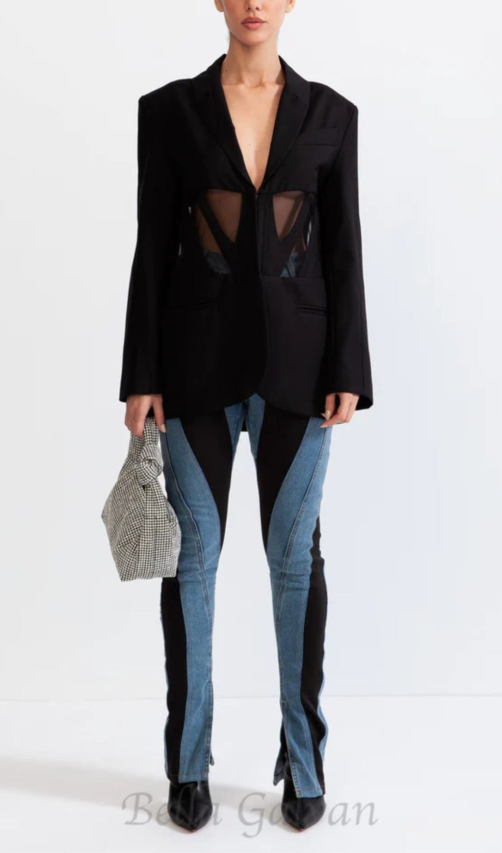 Flowering Girl Women PATCHWORK BLAZER IN BLACK