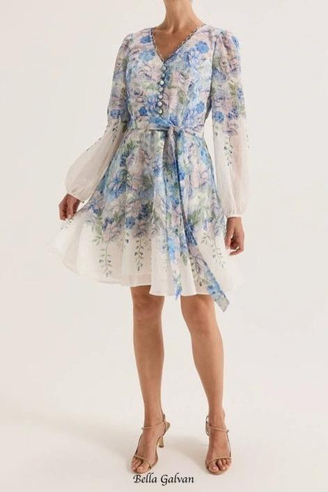 Flowering Girl Women Chelsea Floral print Mini Dress in Ivory