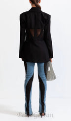 Flowering Girl Women PATCHWORK BLAZER IN BLACK