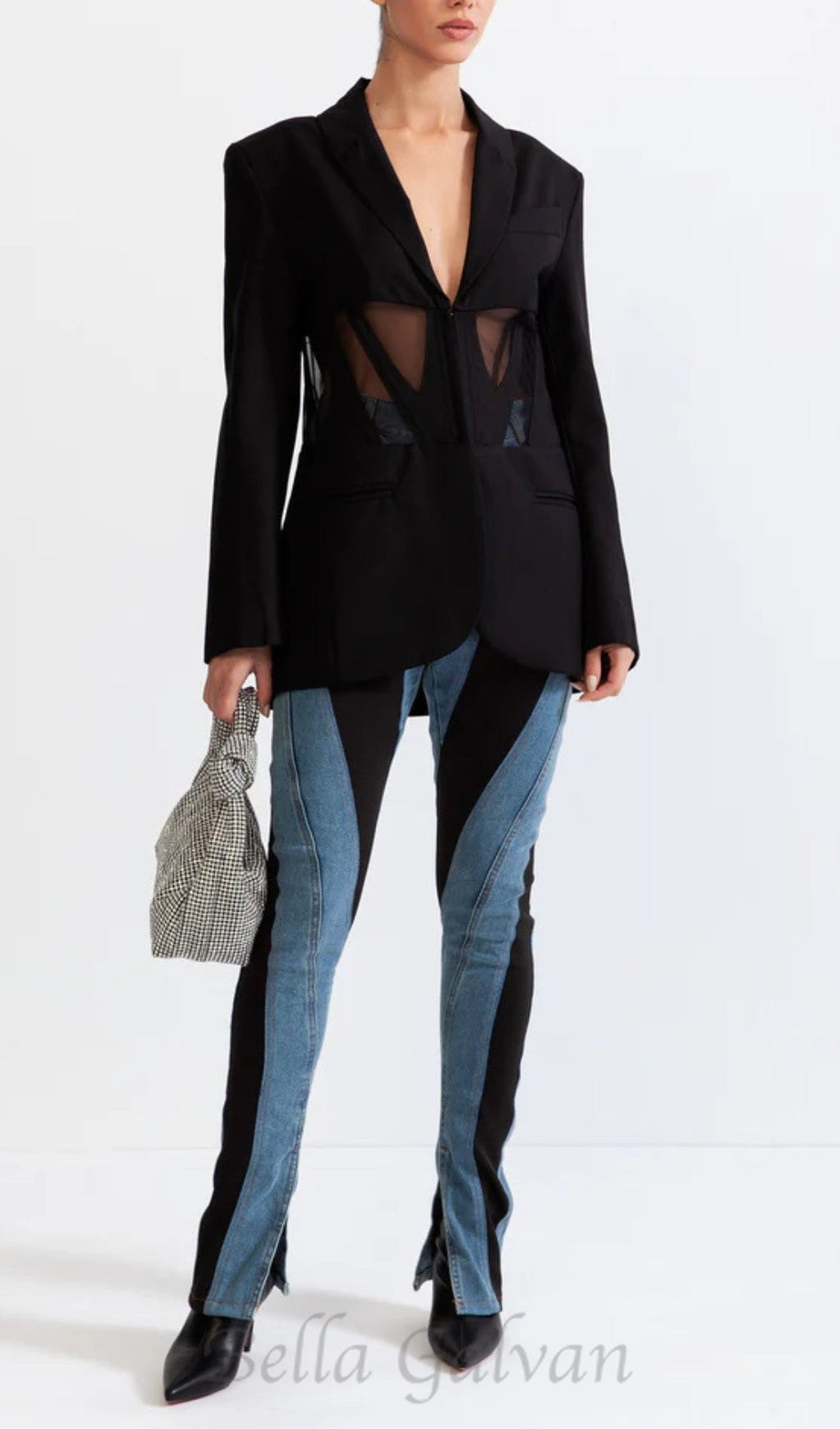 Flowering Girl Women PATCHWORK BLAZER IN BLACK