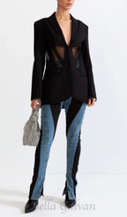 Flowering Girl Women PATCHWORK BLAZER IN BLACK