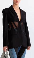 Flowering Girl Women PATCHWORK BLAZER IN BLACK