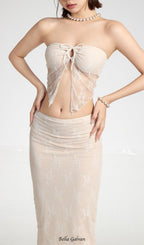 Flowering Girl Women Donat Apricot Lace Two-Piece Swimsuit