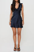 Flowering Girl Women Butacup Frill Mini Dress In Navy