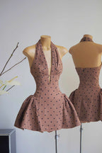 Flowering Girl Women Tiffany Plunge Dot Mini Dress