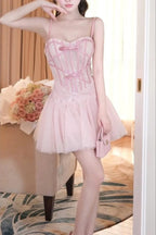 Flowering Girl Women Bow Tulle Corset Mini Dress