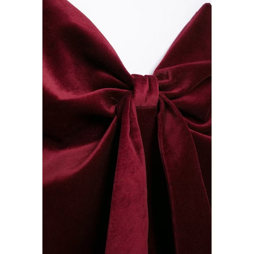 Flowering Girl Women Milan Velvet Top In Wine Red