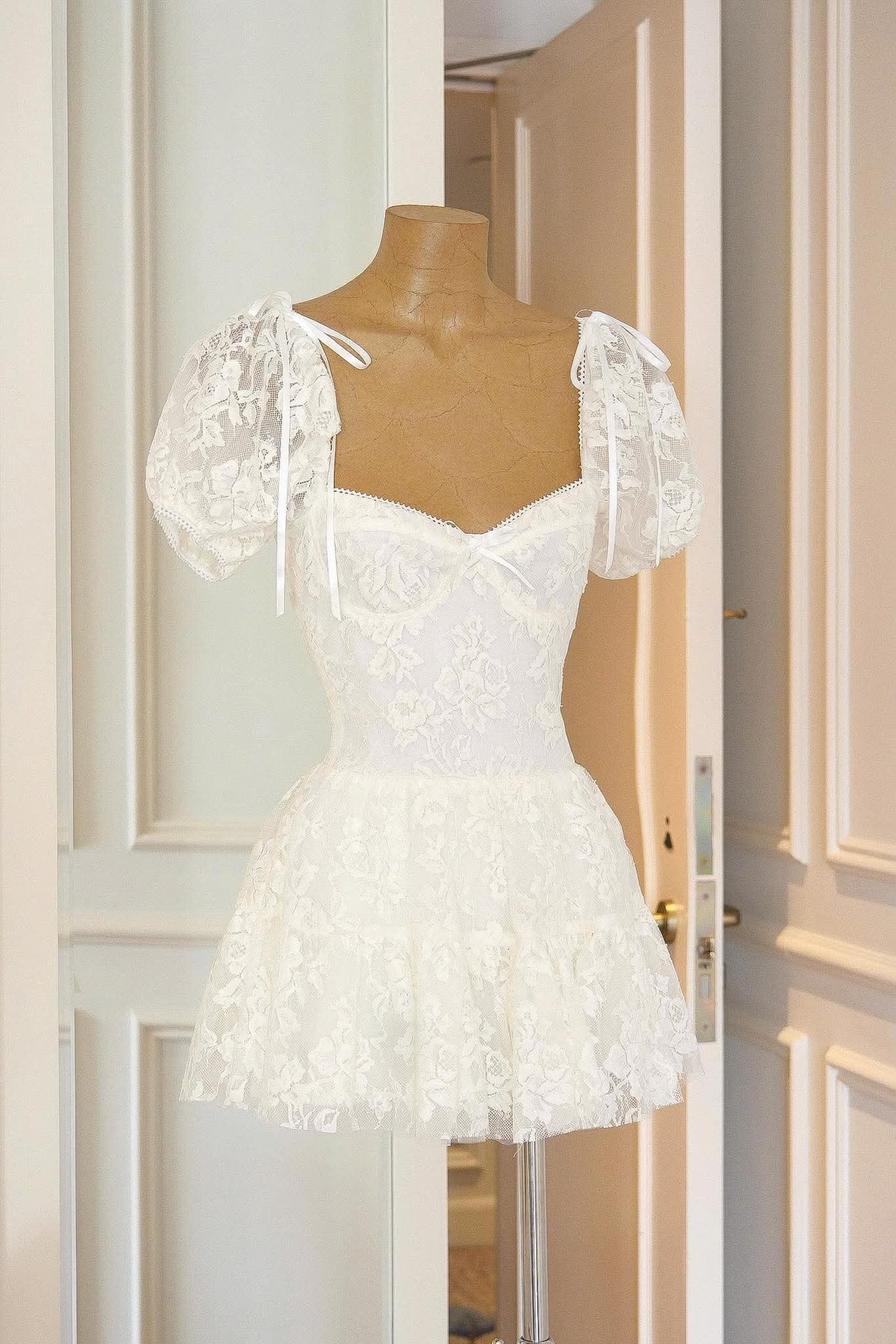 Flowering Girl Women Lara Puff Lace Mini Dress