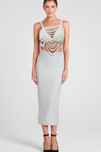 Flowering Girl Women Pearl Embellished Bustier Top