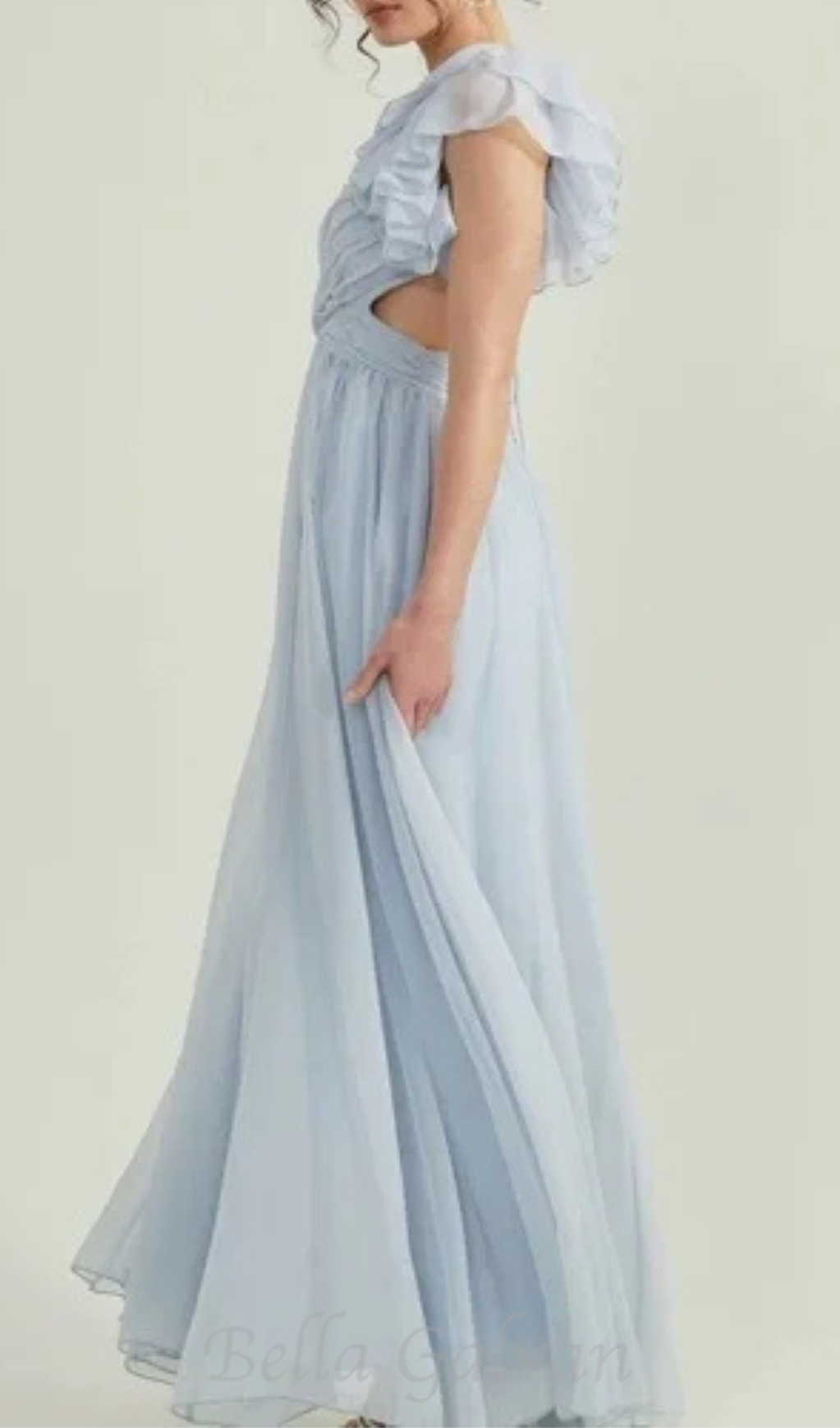 Flowering Girl Women vanessa ruffle sleeves maxi dress in blue
