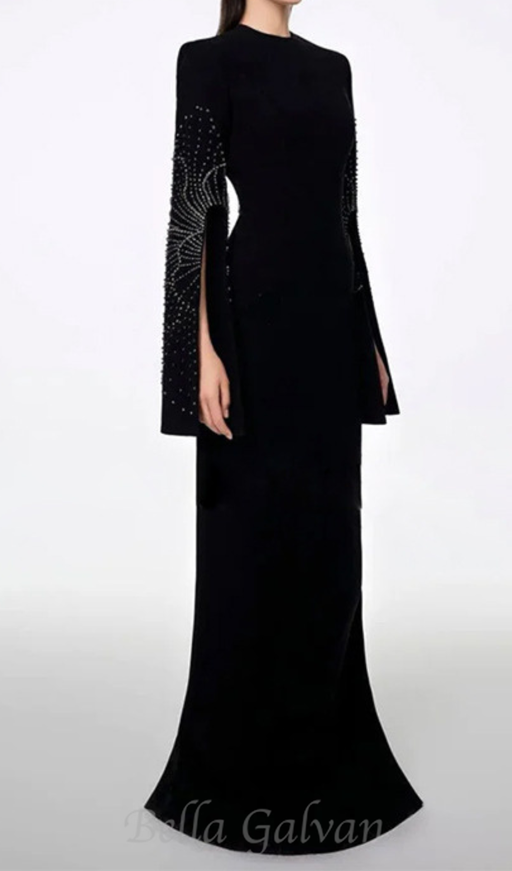 Flowering Girl Women stephanie slit-sleeve bodycon maxi dress in black
