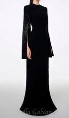 Flowering Girl Women stephanie slit-sleeve bodycon maxi dress in black