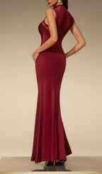Eusebia Sleeveless Mesh Draped Maxi Dress