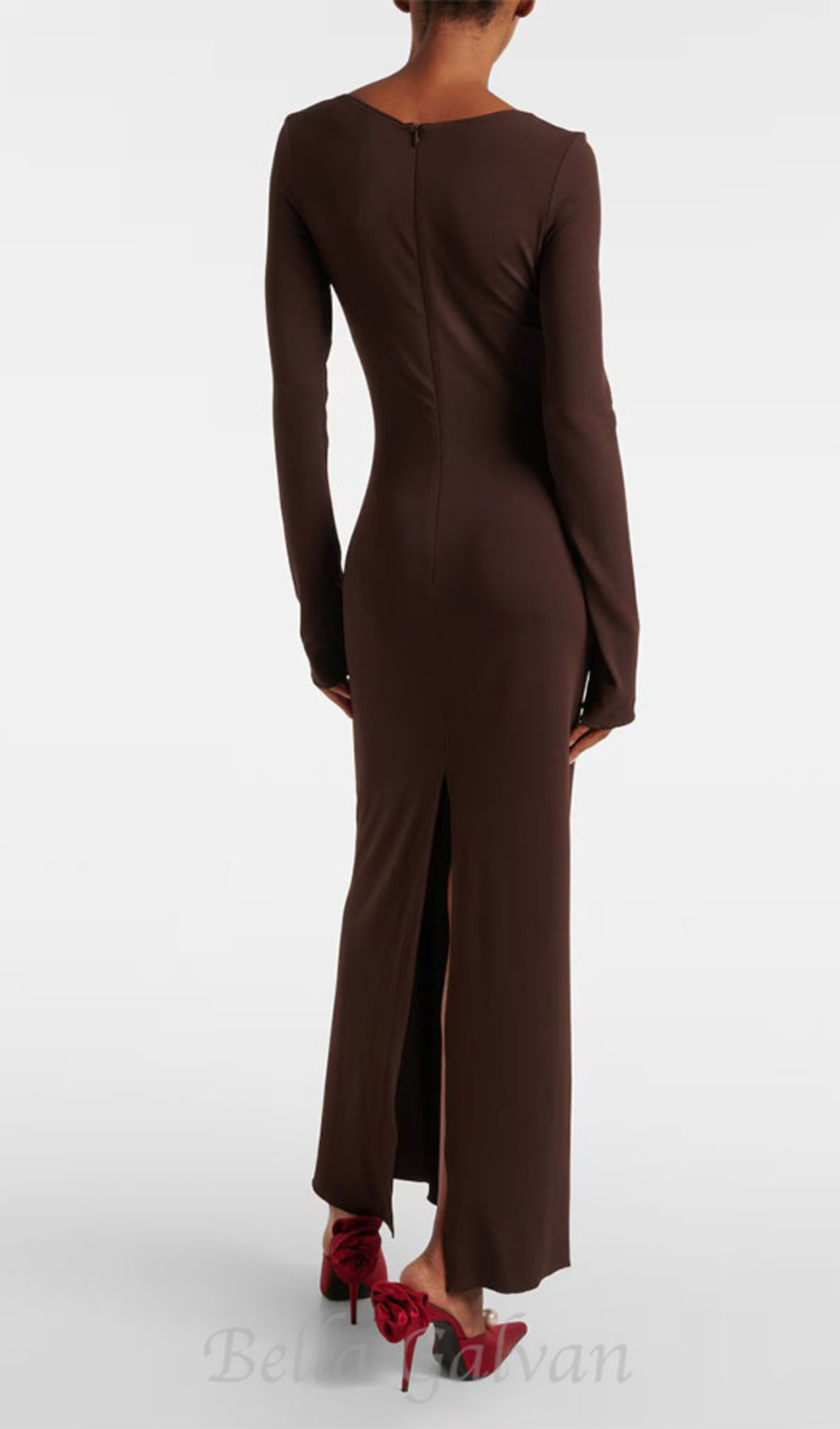 Flowering Girl Women Floral-appliqué jersey maxi dress in brown