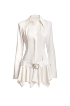 dinah Umbrella tail hem Shirt mini Dress in white