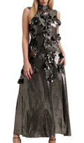 Flowering Girl Women aditi 3d floral embellished maxi dress in grey