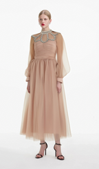 Flowering Girl Women Calixte pink embellished tulle midi dress