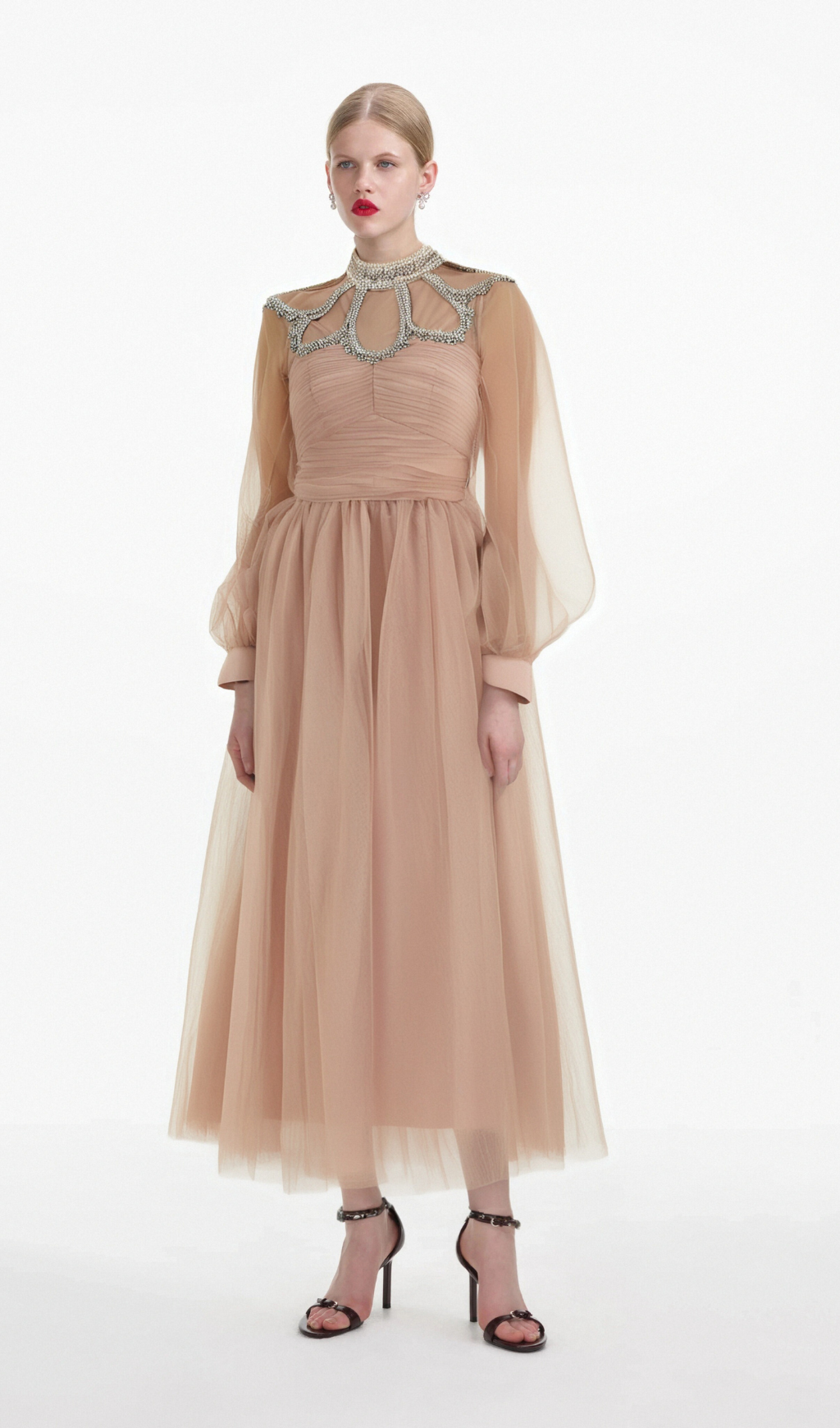 Flowering Girl Women Calixte pink embellished tulle midi dress
