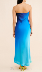 Flowering Girl Women Strapless Ombre Maxi Dress