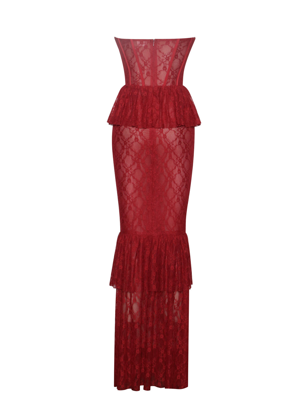Zen Burgundy Lace Corset Maxi Dress